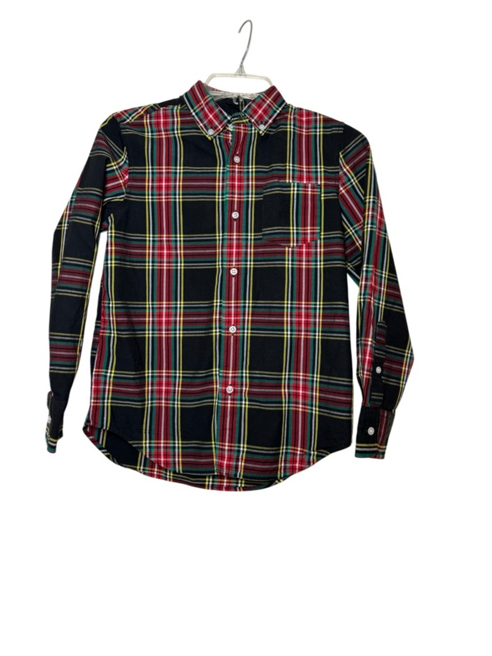 Crewcuts Black Red Green Plaid Button-Down Shirt-Size 10 Like New